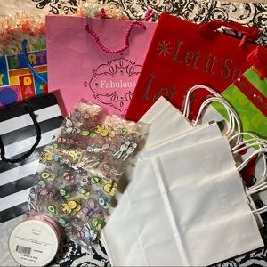 Lot of Gift Bags & Ribbon